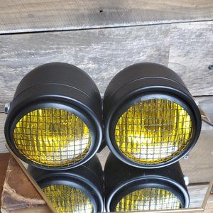 12V Retro Universal Dual Motorcycle Headlamps - Gold  NIB